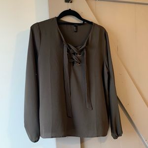 Lace-Up Blouse. Size Medium
